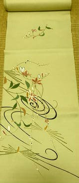 手描き 京友禅 松に鉄線（てっせん）